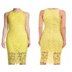 Alexia Admor Vibrant Yellow Lace Midi Dress